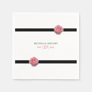 Rosa ros Black Ribbon Bröllop Pappersservett