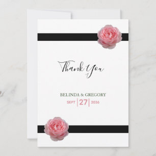 Rosa ros Black Ribbon Bröllop Tack Kort