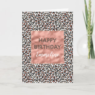 Rosa ros Black White Leopard Kort