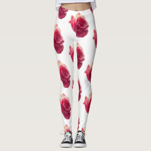 Rosa ros, blomfoto Mönster Leggings