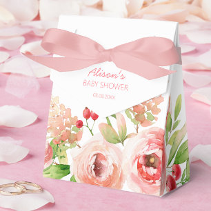 Rosa ros blomgrönska flicka baby shower presentaskar