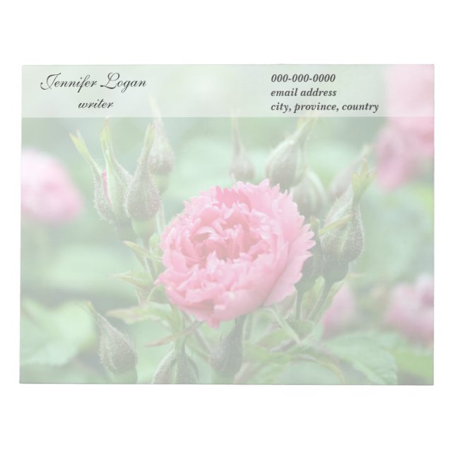 Rosa ros blomma, florfoto. anteckningsblock (Framsida)