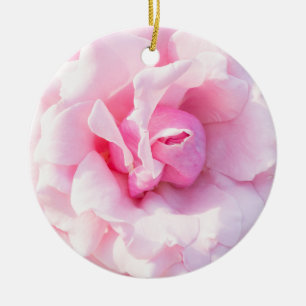 Rosa ros blomma julgransprydnad keramik