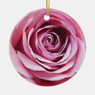 Rosa ros blomma julgransprydnad keramik