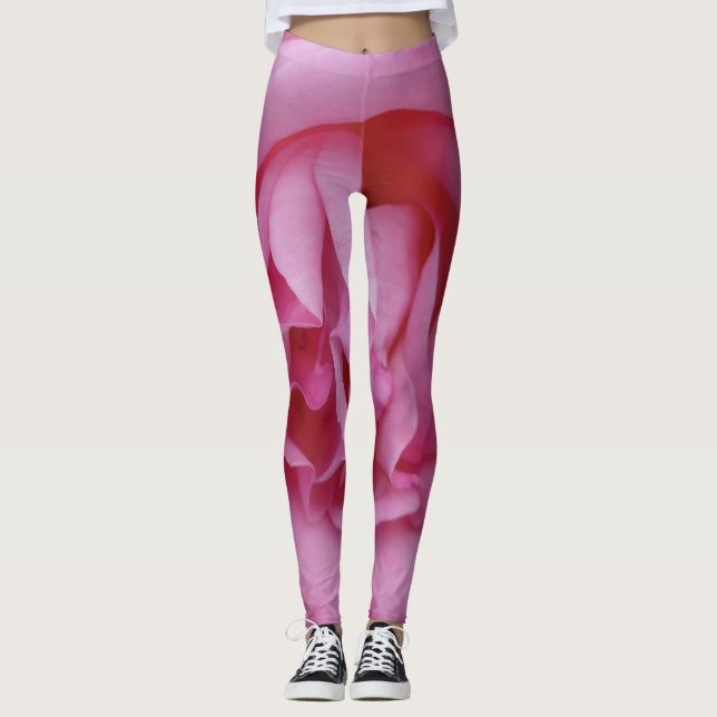 Rosa ros blomma leggings (Framsida)