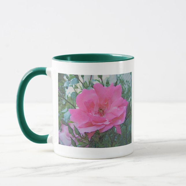 rosa ros blomma mugg (Vänster)