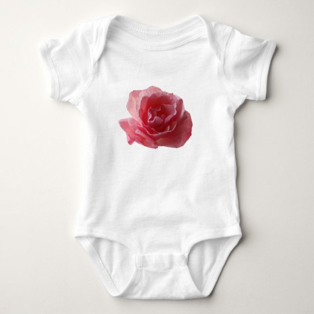 Rosa ros-blomman Blommar Baby Bodykosten T Shirt (Framsida)