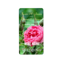 rosa ros-blomman bröllop vin. adressetikett