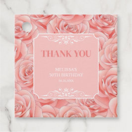 Rosa ros Blommar Blommigt Birthday Tack Gåvor Etiketter