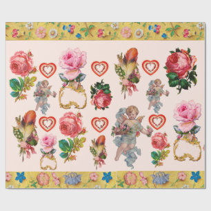 ROSA ROS, BLOMMAR, FJÄDRAR, ÄNGLAR OCH HJÄRTOR PRESENTPAPPER