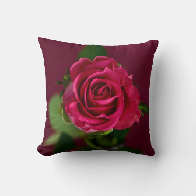 Rosa ros Blommar Flowers Pillow Kudde (Framsida)