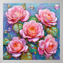 🌸 Rosa Ros Blommig Elegant Hemdekor Poster