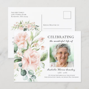 Rosa ros blommig firande av livets foto vykort