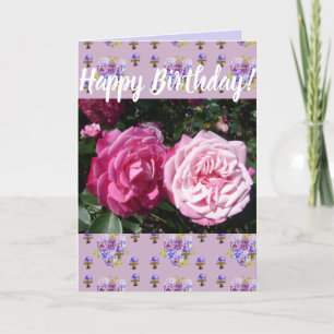 Rosa ros blommig födelsedagsdag konstkort kort