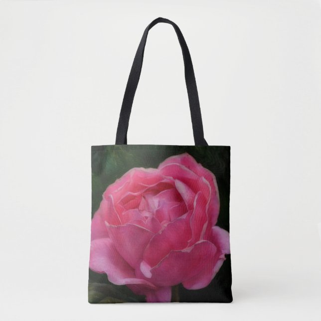 Rosa ros Blommig konst handledbagge Tygkasse (Framsida)