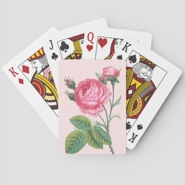 Rosa ros blommig modern pastell casinokort (Baksidan)