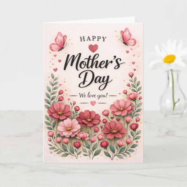 Rosa ros Blommig morsdagskort Kort (Liten växt)