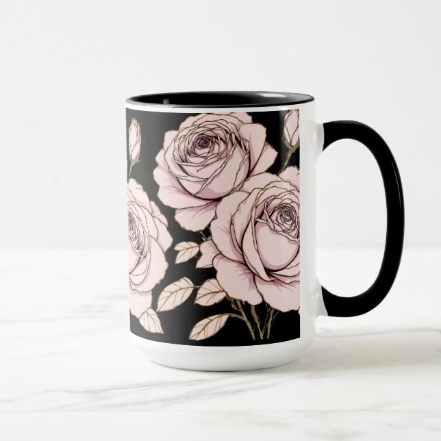 Rosa Ros Blommig Mugg  (Höger)