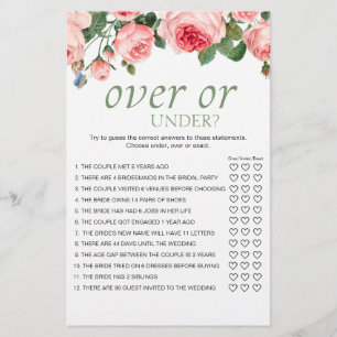 Rosa ros blommig spel över eller under flygblad