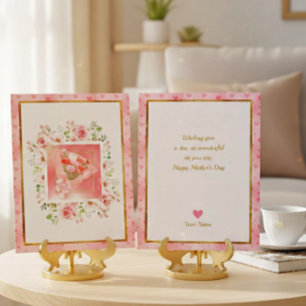Rosa ros Blommiga hjärtan Mors dag 3D-stil Kort
