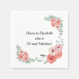 Rosa ros Blommigt 50 och Fabulous Pappersservett