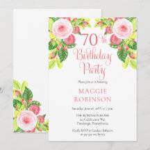 Rosa ros Blommigt 70:e Födelsedagsfesten