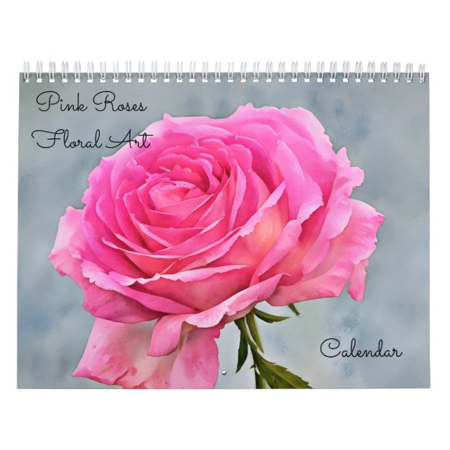 Rosa ros Blommigt Art Blomkalender Kalender (Omslag)