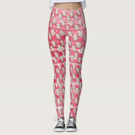 Rosa ros Blommigt Aztec Mönster Leggings