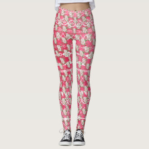 Rosa ros Blommigt Aztec Mönster Leggings