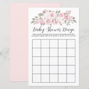 Rosa ros Blommigt Baby Shower Bingo Game