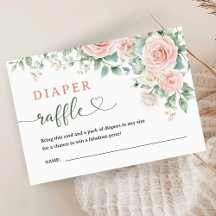 Rosa ros Blommigt Baby Shower Diaper Raffle