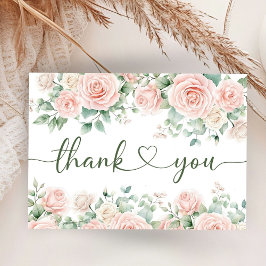 Rosa ros Blommigt Baby Shower Flat Tack, ditt kort