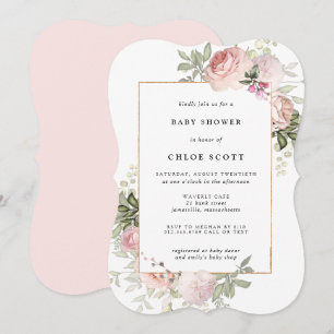Rosa ros Blommigt Baby Shower Inbjudningar