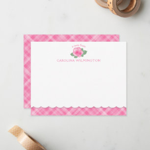 Rosa ros Blommigt Botanical Preppy Play Scallop Anteckningskort