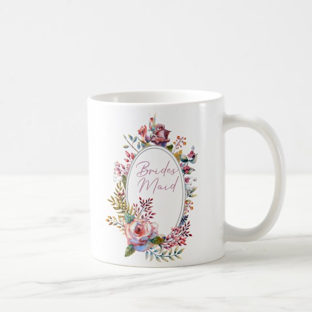 Rosa ros  Blommigt Bridesmaid Coffee Mugg (Höger)