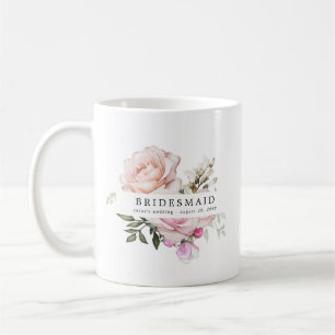 Rosa ros Blommigt Bridesmaid Kaffemugg