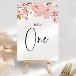 Rosa ros Blommigt Bröllop Bordsnummer