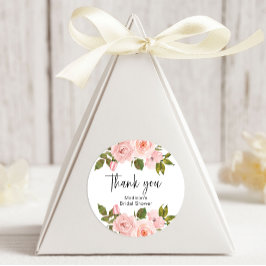 Rosa ros Blommigt Bröllop Oval Sticker Runt Klistermärke