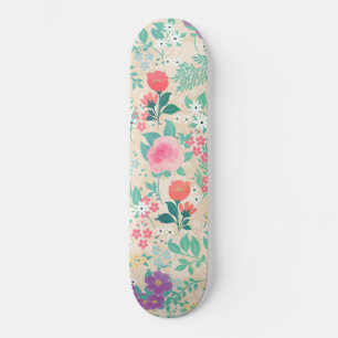 Rosa ros Blommigt Design Mini Skateboard Bräda 18,5 Cm