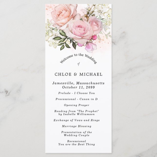  ROSA ROS BLOMMIGT DIY BRÖLLOP PROGRAM (Framsida)