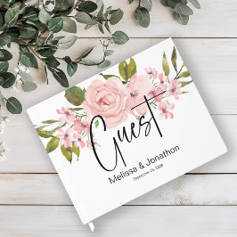 Rosa ros Blommigt Elegant bröllop Guest Bok