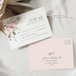 Rosa ros Blommigt Elegant bröllop OSA kort