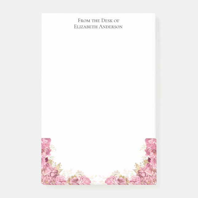 Rosa ros Blommigt Elegant Personlig Stationery Post-it Block (Framsida)