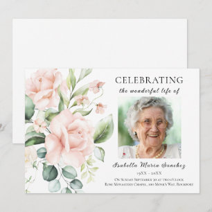 Rosa ros Blommigt Firande i Life Photo Inbjudningar