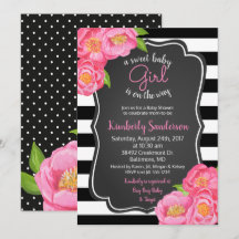 Rosa ros Blommigt Flicksvart och vit babyskor