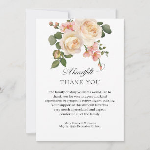 Rosa ros Blommigt Funeral Tack Kort