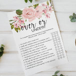 Rosa ros Blommigt Game over eller under Flyer<br><div class="desc">Över- eller Under-möhippa-spel. Mjuk vattenfärg  rosa ros. Koordinerar baksidan. Matchande objekt för att slutföra din händelsesamling finns i vårt Zazzle-arkiv!</div>