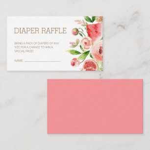 Rosa ros Blommigt Greenery Baby Diaper Raffle Tilläggskort