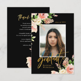 Rosa ros Blommigt Greenery Elegant Photo GRAD Tack Kort