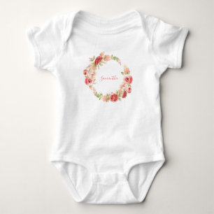Rosa ros Blommigt Greenery Girl Baby Shower T Shirt